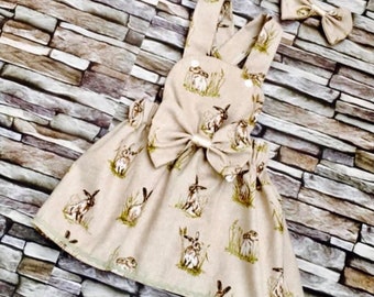 Handmade Girls Easter Dress &  Matching Hair Bow /Photo Shoot/Birthday/Bunny/Party