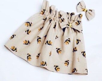 Handmade Girls Bumblebee Skirt Matching HairBow /Birthday / PhotShoot/Party