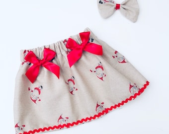 Handmade  Christmas Santa  Skirt Comes With Matching HairBow /Photo Shoot/Birthday/Wedding