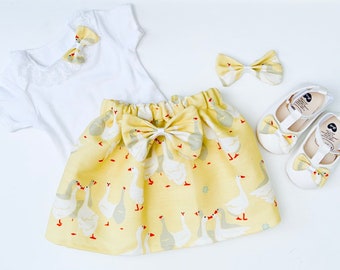 Girls Easter Skirt Matching HairBow Top & Shoes Set /Outfit /Birthday/Photo Shoot