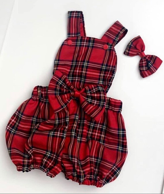 baby girl tartan romper