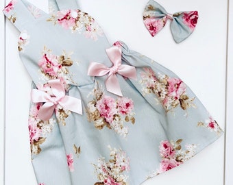 Girls Dress & Free Matching Hair Bow Photo Shoot/Easter /Birthday/Wedding