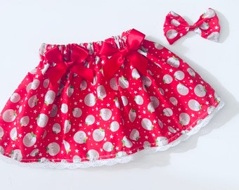 Handmade  Christmas Santa  Skirt Comes With Matching HairBow /Photo Shoot/Birthday/Wedding