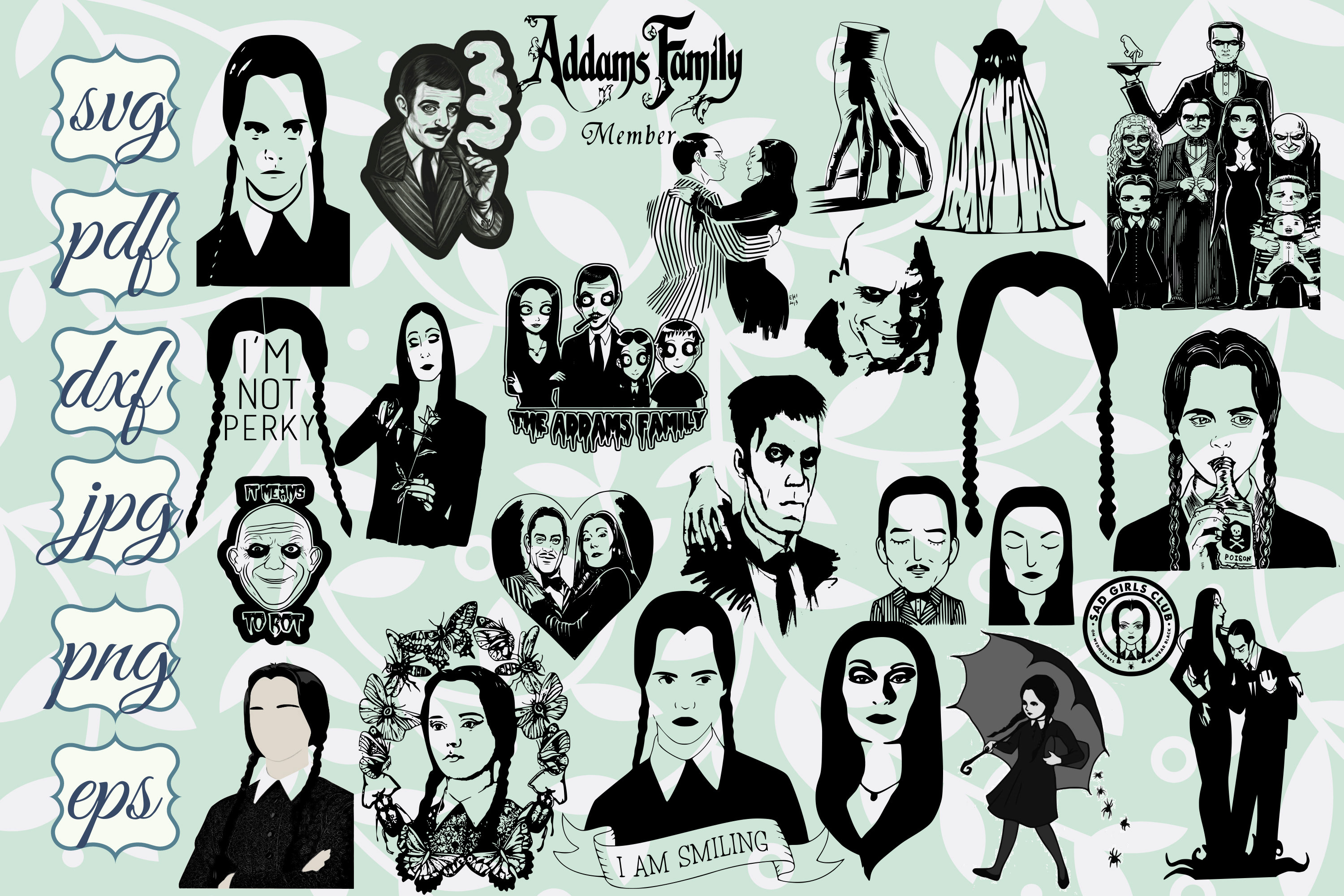 Bundle the Addams Family Svg Png Cricut the Addams Family | Etsy