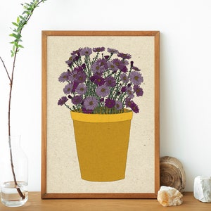 Aster Flower - September Birth Month Flower - Wall Art Digital Print (Digital File)