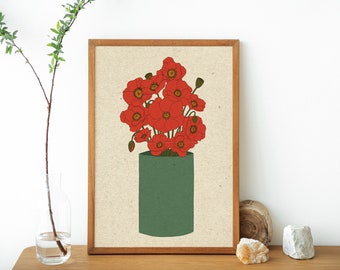 Poppy Flower - August Birth Month Flower - Wall Art Digital Print (Digital File)