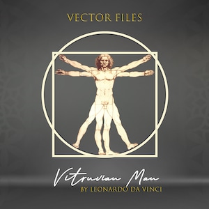 Vitruvian Man SVG forma file vettoriali perfetti per il taglio laser o la stampa. Cut File, Geometria Sacra, Simbolo Merkaba, Leonardo Da Vinci