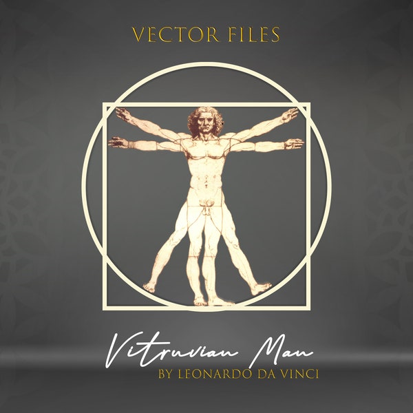 Vitruvian Man SVG forma archivos vectoriales perfectos para corte o impresión por láser. Archivo de corte, Geometría sagrada, Símbolo de Merkaba, Leonardo Da Vinci