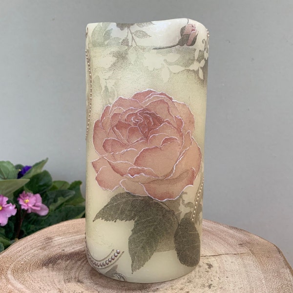Decoupage Candle Etsy