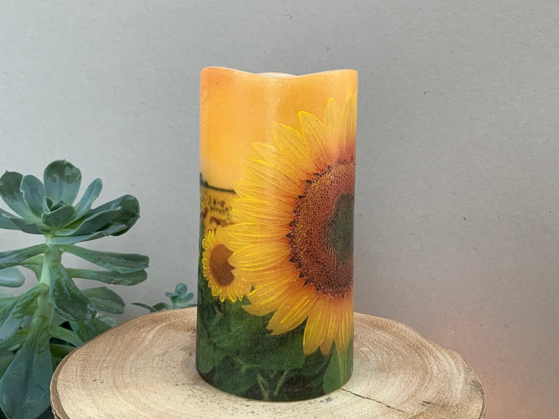LED Candle Sunflower fields floral summer Etsy