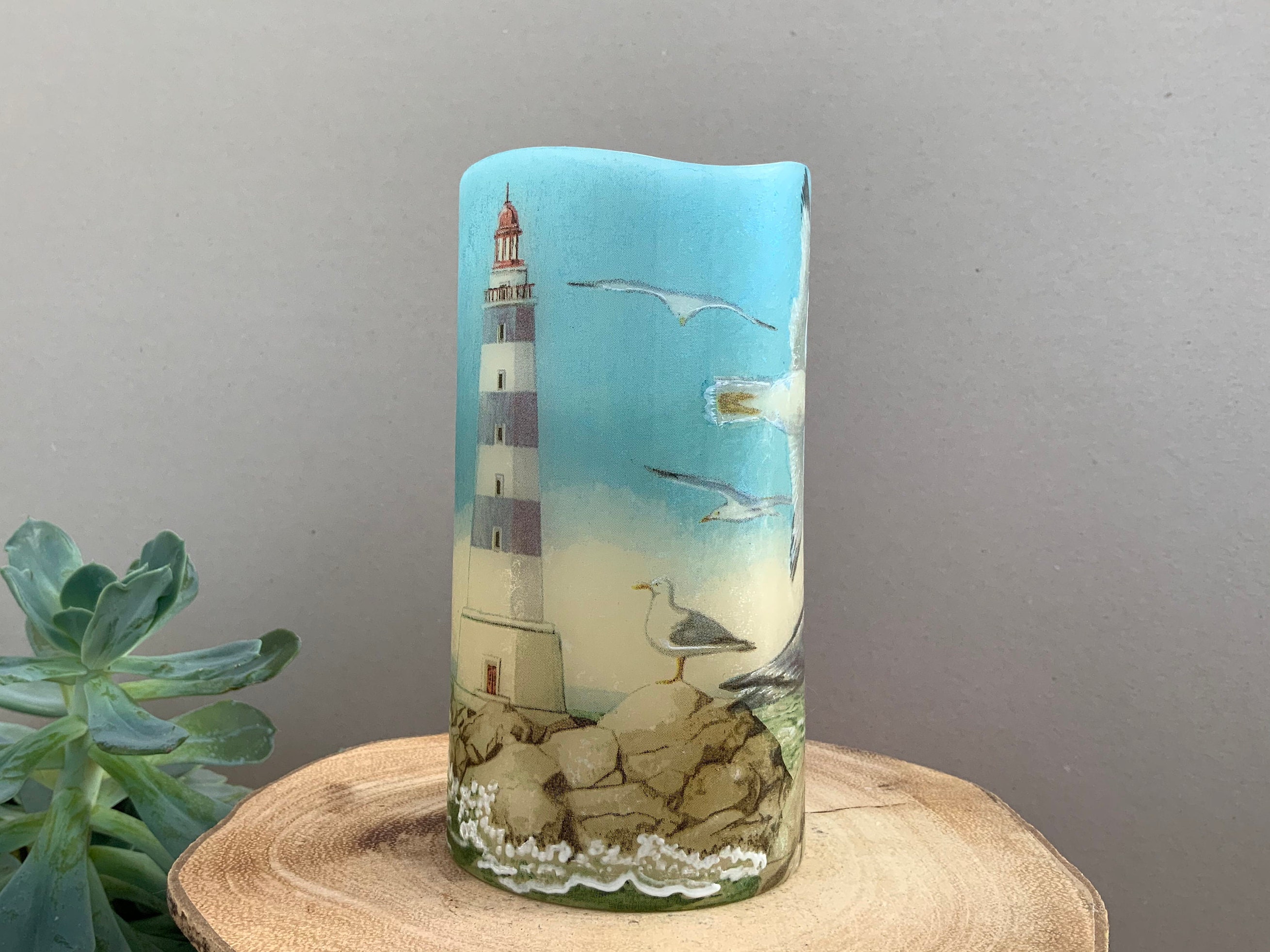 LED Candle Lighthouse sea themed pillar candle Etsy