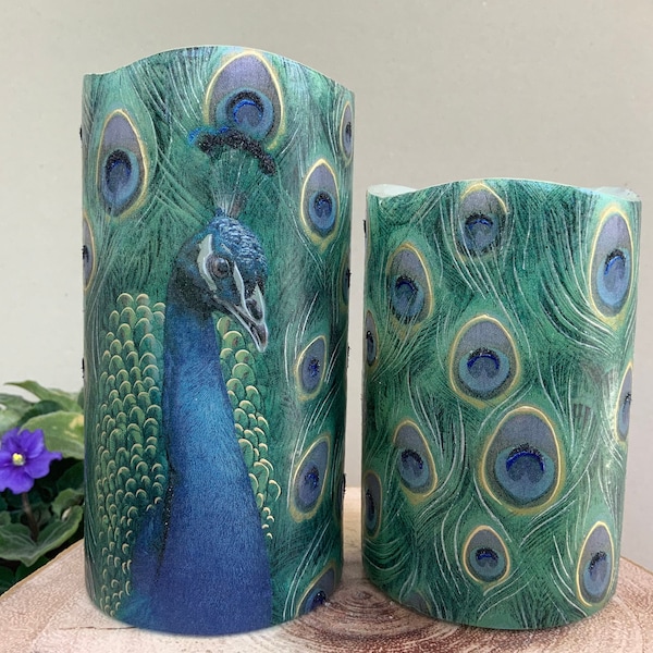 Peacock Candles Etsy