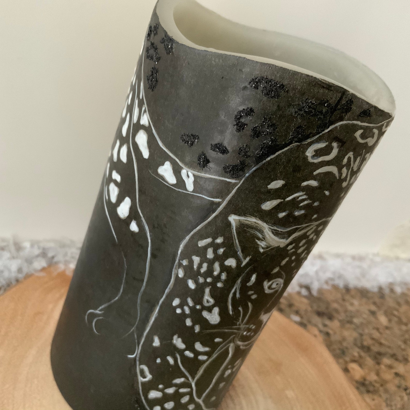 LED Candle black Panther Black and White Etsy