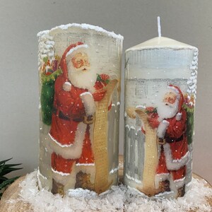 LED-kaars "Wish list" - perfect kerstcadeau voor het hele gezin - woondecoratie - met de hand versierde pijlerkunstkaarsen - decoupage