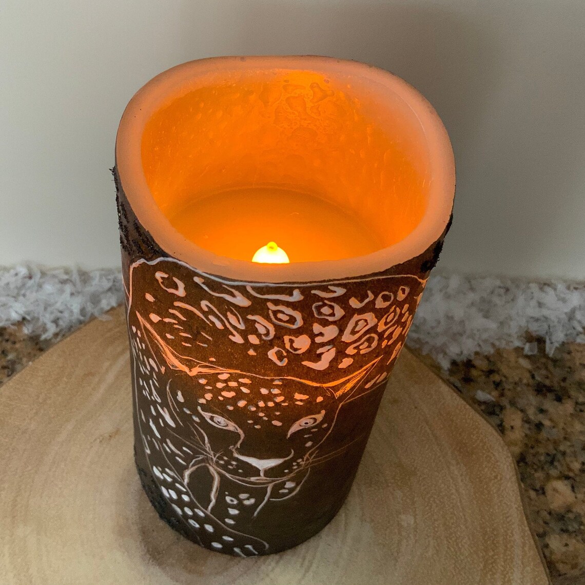 LED Candle black Panther Black and White Etsy