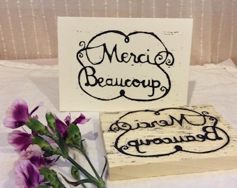 Merci Beaucoup Thank You Cards - Hand Printed Woodcut Cards