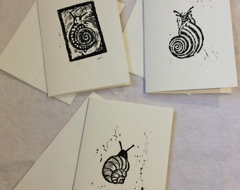 Snail Cards - Hand Printed Woodcut Cards
