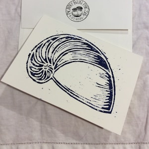 Blue Nautilus - Hand Printed Woodcut Cards