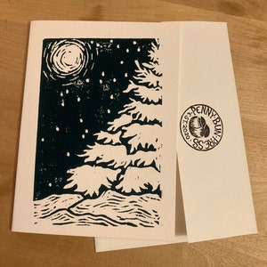 Snowy Evening - Hand Printed Woodcut Cards