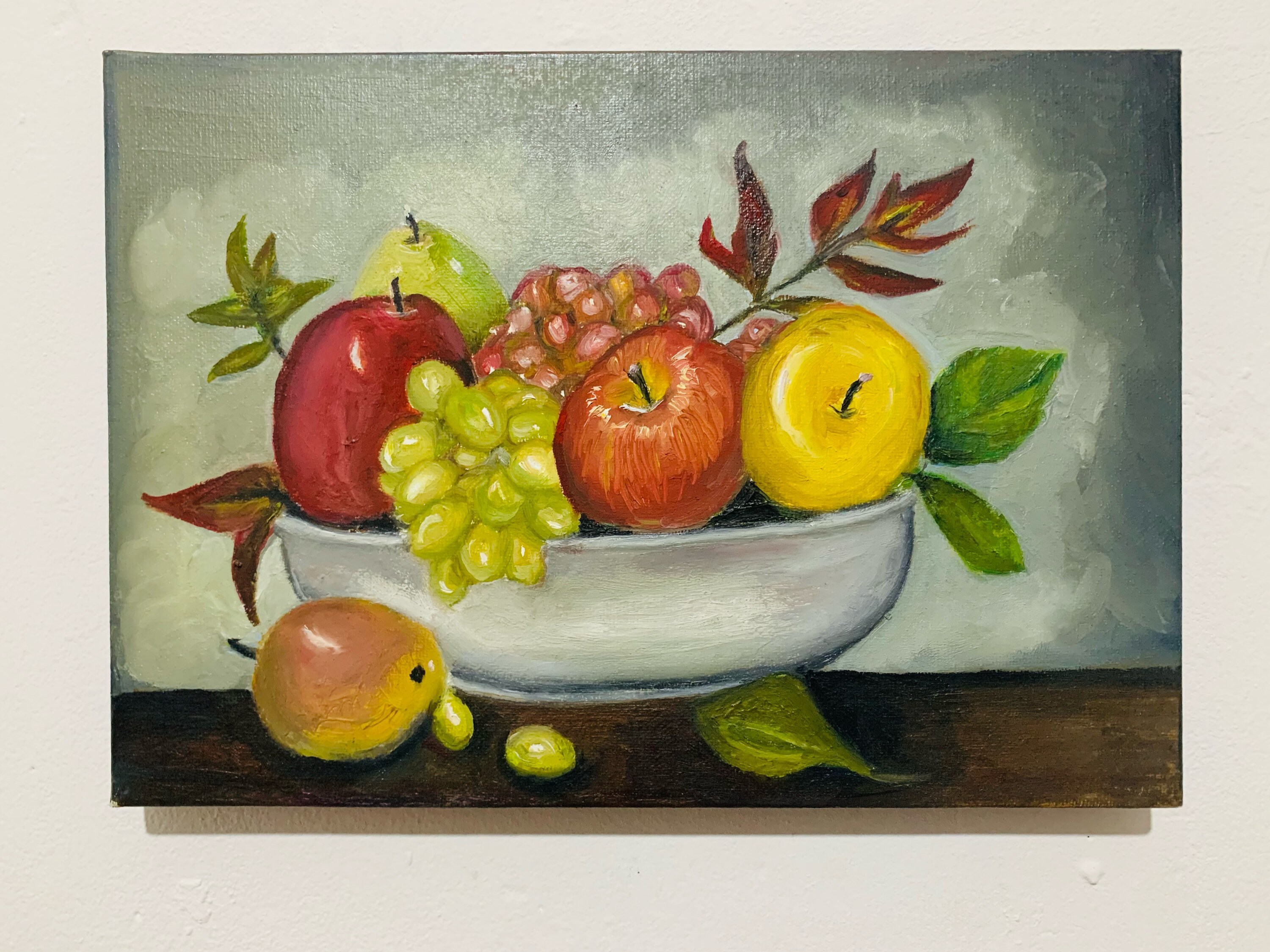 Still Life Fruit Bowl Painting Wall Art Home Decor Canvas Etsy