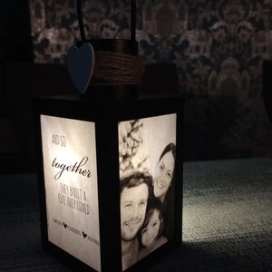 Hand made personalised photo lantern/lamp. Light up photos.Remembering Loved Ones at Wedding In Loving Memory Wedding Memorial image 9