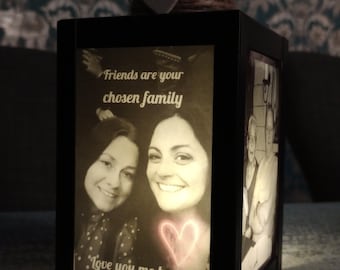 Hand made personalised photo lantern/lamp. Mother's Day|Light up photos.Remembering Loved Ones at Wedding -In Loving Memory-Wedding Memorial