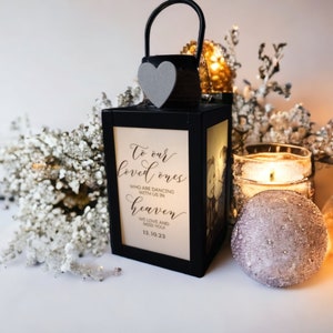Hand made personalised photo lantern/lamp. Light up photos.Remembering Loved Ones at Wedding In Loving Memory Wedding Memorial image 4