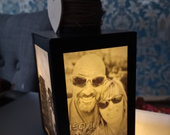 Hand made personalised photo lantern/Father's Day|Light up photos.Remembering Loved Ones at Wedding|In Loving Memory - Wedding Memorial