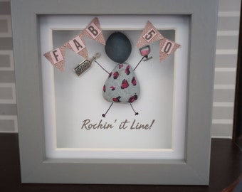 Fab 30/40/50/60/70/80/90 birthday pebble picture personalised.
