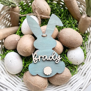 Bunny Easter Basket Tag | Bunny | Wood | Easter | Personalized | Name Tags | Gift tags | Custom | Wooden Name | Boy | Girl | Spring | Decor