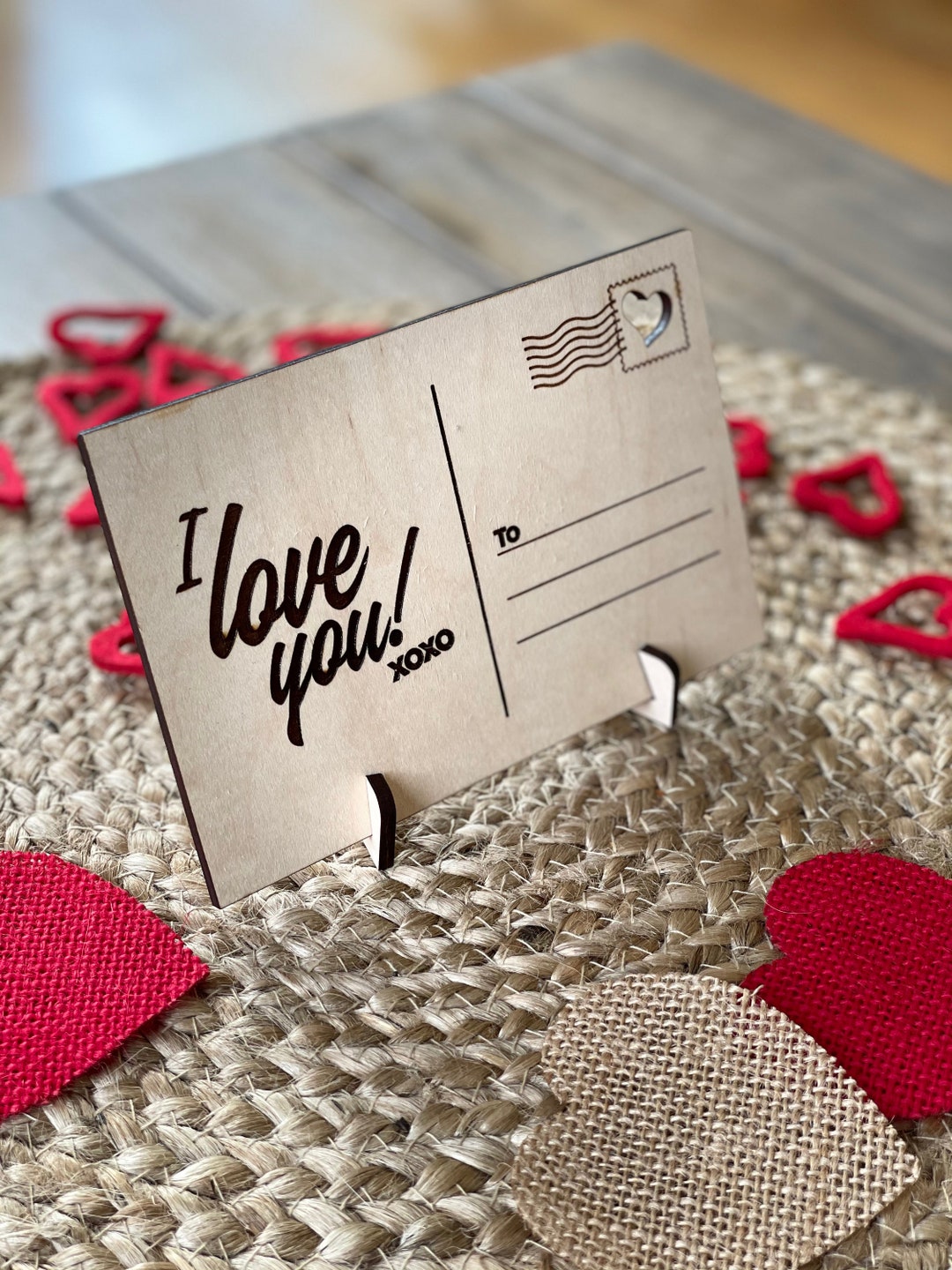 I Love You Wood Postcard | Valentine's Day | Couples | Romantic | Gift ...