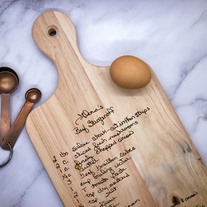 Large Handwritten Recipe Cutting Board, 18X8 Personalized hardwood cutting board, Upload picture of recipe and we engrave onto board,