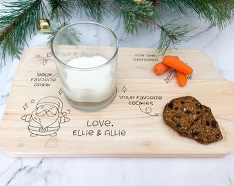 Personalized Dear Santa Milk and Cookie Cutting Board, Christmas hardwood cutting board, Christmas Eve Tray, Reindeer Treat Board,