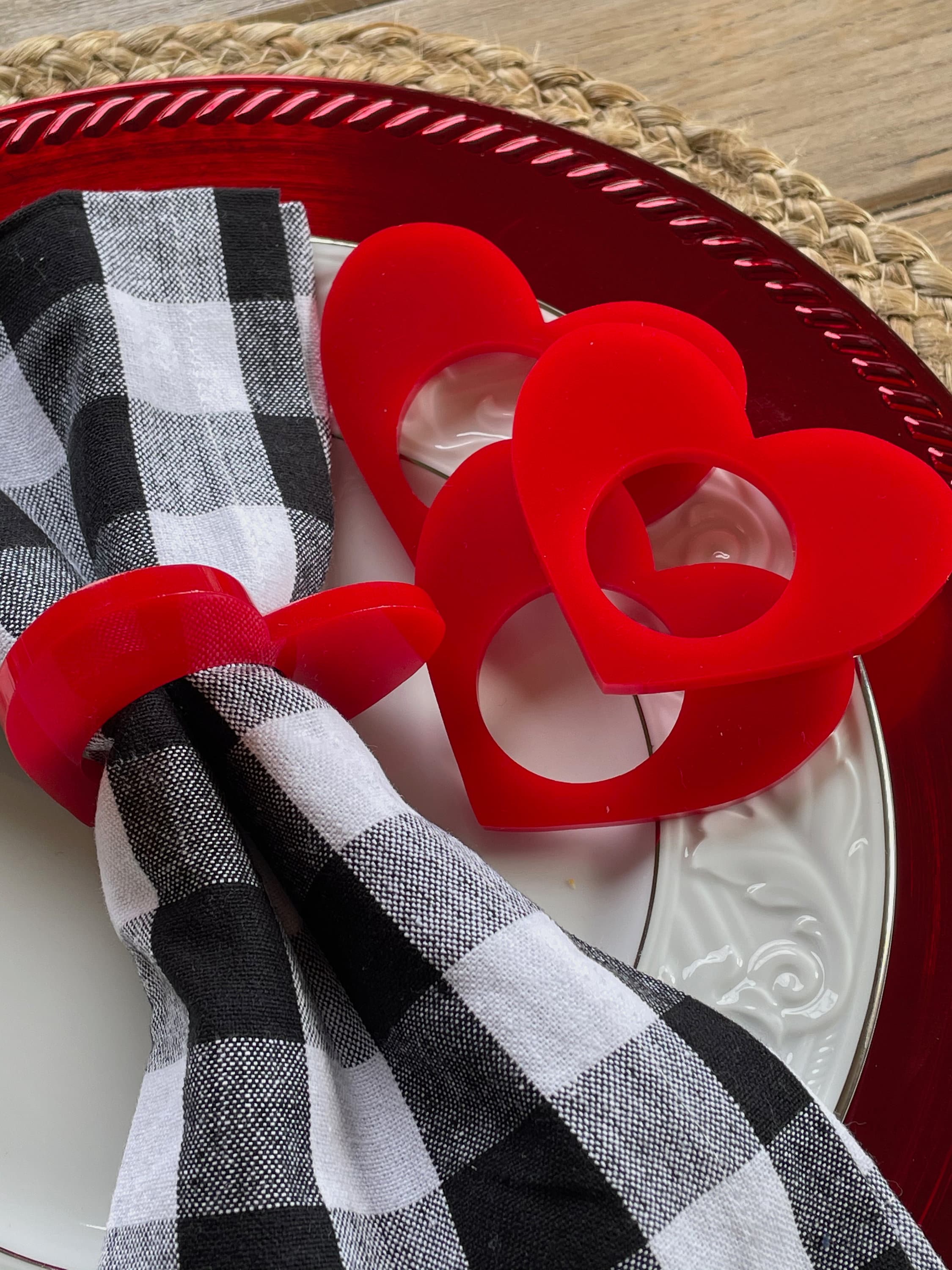 Acrylic Heart Napkin Rings Valentine Table Decor Place Etsy