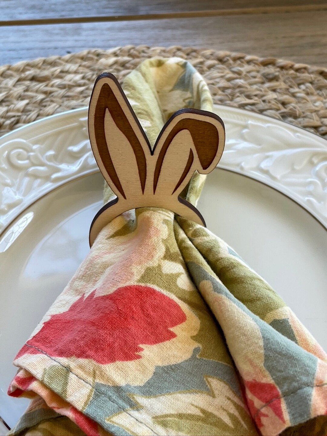 Ronds De Serviette En Bois Forme Lapin - Lot De 6, Pour Pâques, Noël, Mariage, Décoration De Table