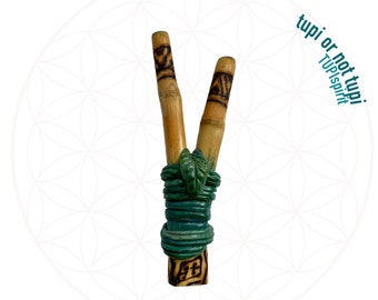 Kuripe avec feuille - fait main - pipe de cérémonie - indigène - Brésil Amazon Acre