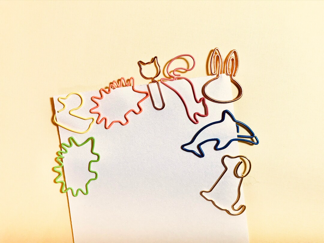 Zoo Animals Paper Clips Set of 8, Bunny Paperclip, Rubber Duck, Cat