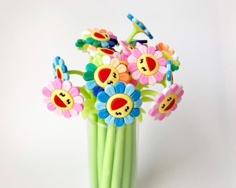 Flower Pens, Sunflower Pens, Plant Pens, Rainbow Pens, Novelty Pens, Cute Korean pens, Japanese Kawaii Pens, Green Pens