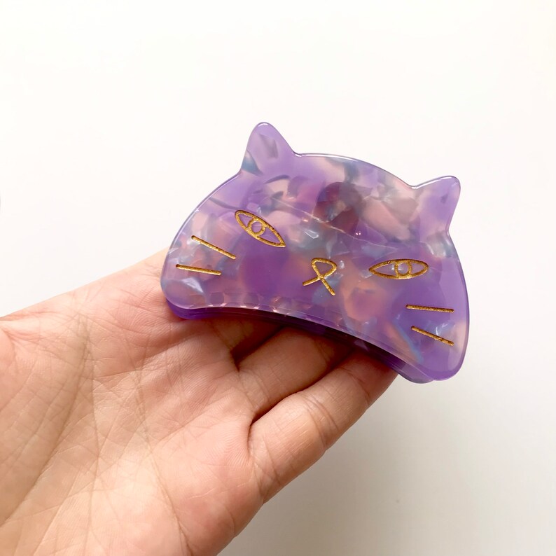Cat Hair Claw Clip Kitten Head Claw Clip Thin Hair Thick Etsy