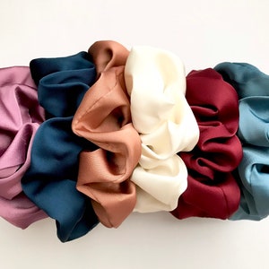 Satin Scrunchies Pack, Scrunchies for Women, Red Scrunchies, Ivory Scrunchies,Purple scrunchies.