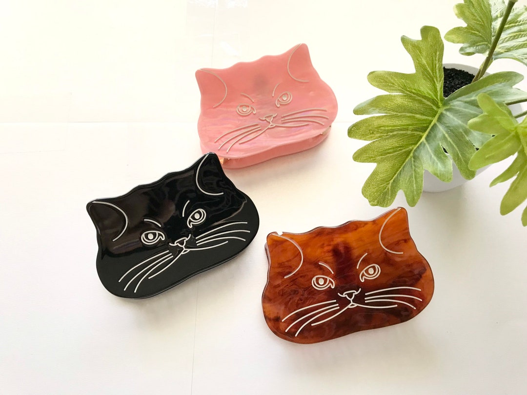 Cat Hair Claw Clip Large Kitten Head Claw Clip Thin Hair Etsy