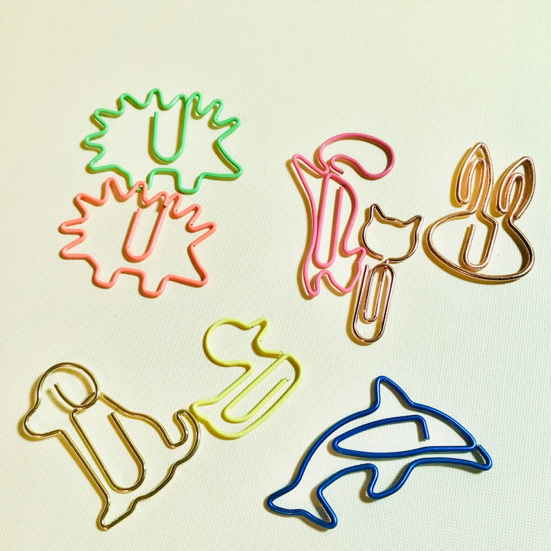 Zoo Animals Paper Clips Set of 8 Bunny Paperclip Rubber Etsy