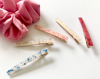 Skinny Hair clips, French Barrette, Ivory Rectangle Hair Clips, Cream Statement Hair Clip, Acetate Cellulose
