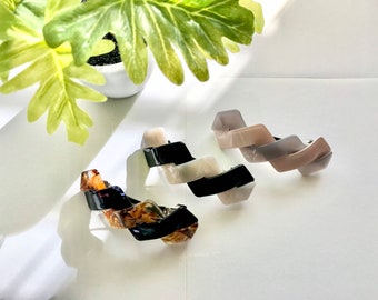 Braided French Barrette, Twisted Hair Clip, Simplistic Rectangle Hair Clips, Statement Hair Clip, Acetate Cellulose