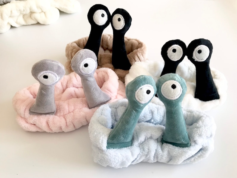 Plush Spa Headband Snail Eyes Spa Headband Makeup Face Wash Etsy