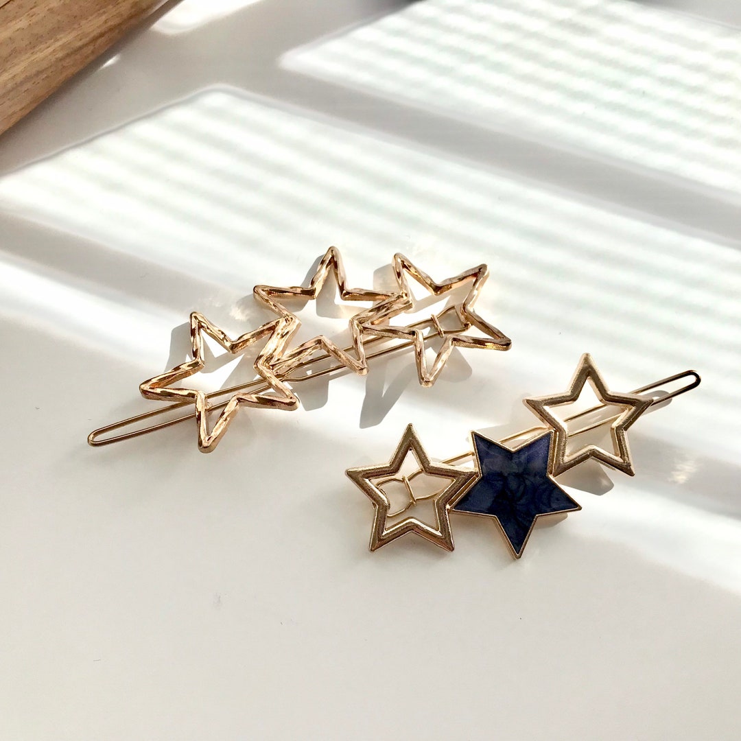 Star Hair Clip Gold Star Hair Clips Resin Star Hair Clips Etsy