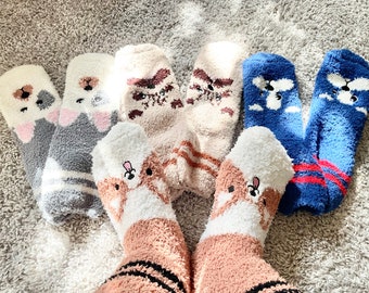 Dog Socks, Corgi Socks Fuzzy Socks, Animal Socks, Women Socks, Novelty Socks