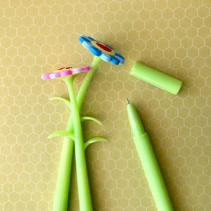 Flower Pens, Sunflower Pens, Plant Pens, Rainbow Pens, Novelty Pens, Cute Korean pens, Japanese Kawaii Pens, Green Pens image 4