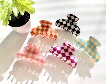 Checkered Hair Claw, Retro Vintage Inspired Hair Claw Clip