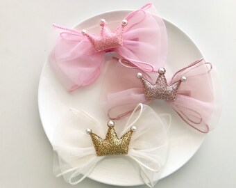 Crown Hair Clips, Large Bow Hair Clip, Toddler Children’s Hair Clip